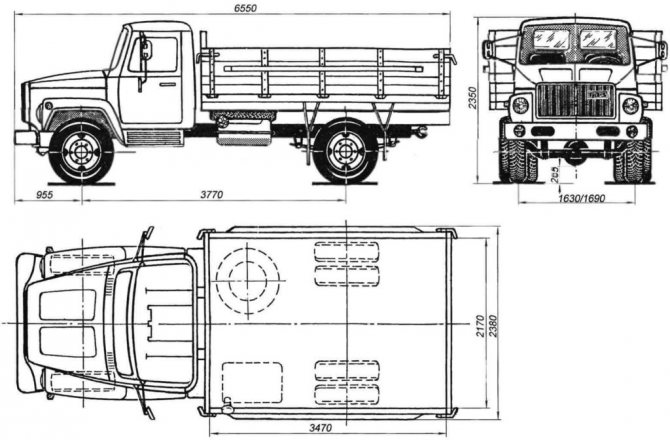 ГАЗ-3307 габаритные размеры