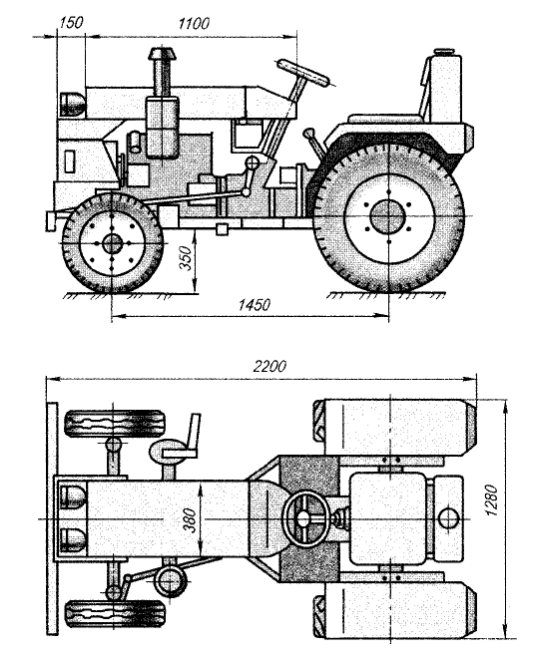 Изготовление самодельного трактора из Жигулей, чертеж