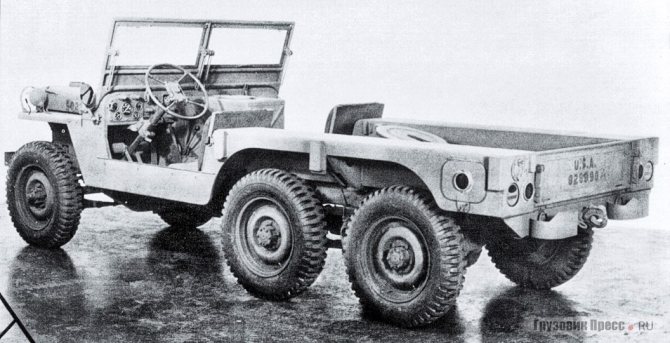 Опытный Willys MT-TUG (Truck, 3/4 Ton, 6x6) грузоподъёмностью 0,75 т (по другим данным – 1 т). В кузове предусмотрено седло для буксировки 2-осного полуприцепа