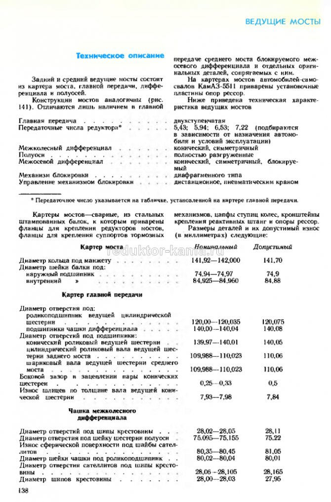 Ремонт редуктора КамАЗ 138